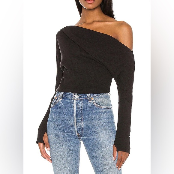 Free People Sweaters - Free People Off-Shoulder Fuji Black thermal long sleeve